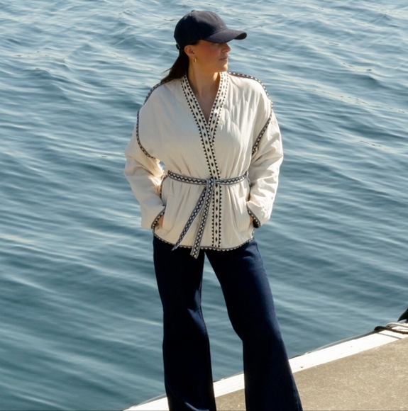 SUNCOO Quilted Cream Jacket NWT Sz S M L - Picture 3 of 5